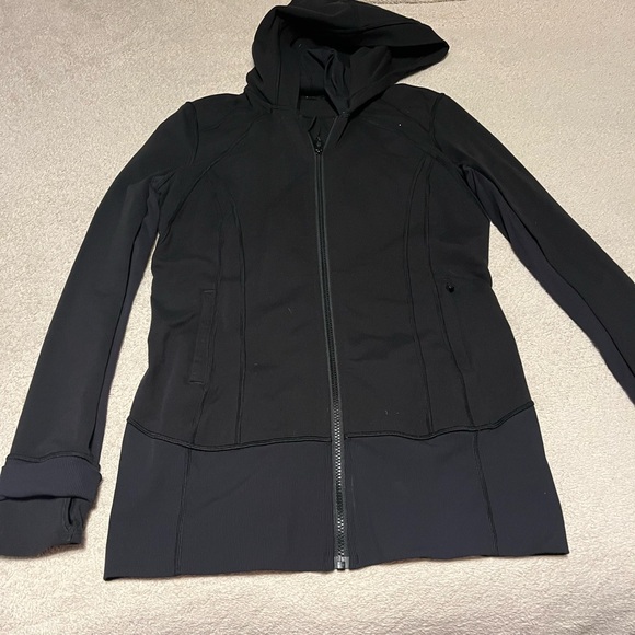 Black Hooded Jacket with Full-Length Zipper - Picture 1 of 8